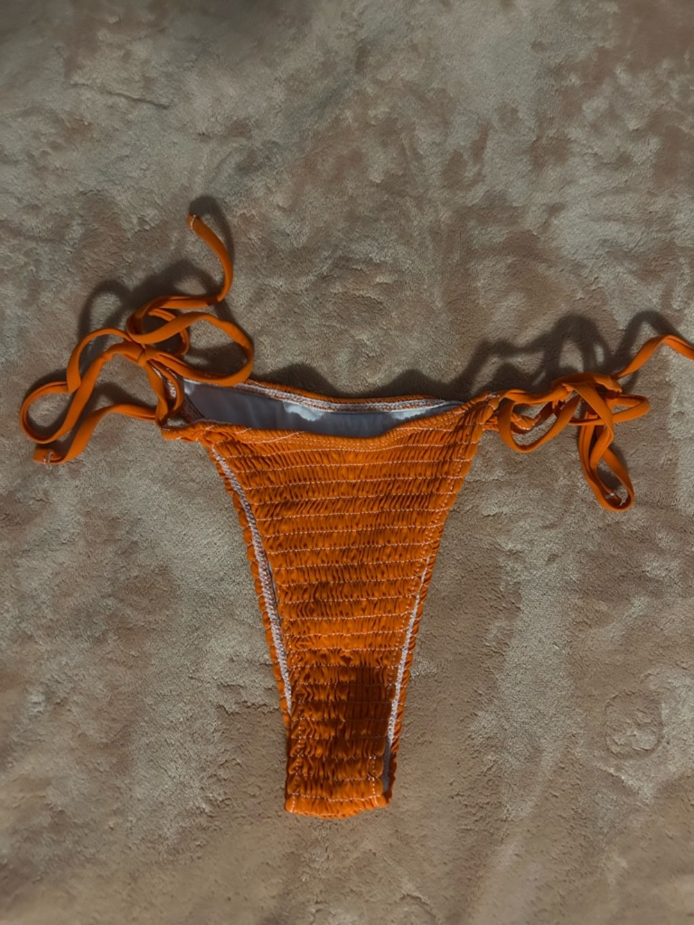 Zaful Orange Shirred Tie-Side Bikini Bottom